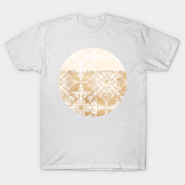 White Doodle Pattern on Sepia Ink T-Shirt by micklyn